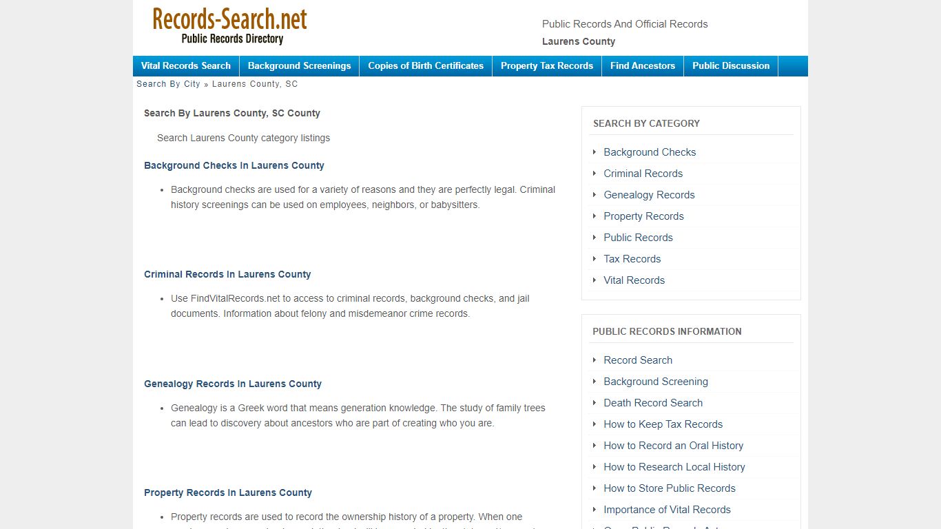 Public Records in Laurens County, SC - Records-Search.net